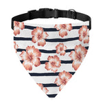 Pink Hibiscus Striped Pattern Print Over The Collar Dog Bandana