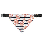 Pink Hibiscus Striped Pattern Print Over The Collar Dog Bandana