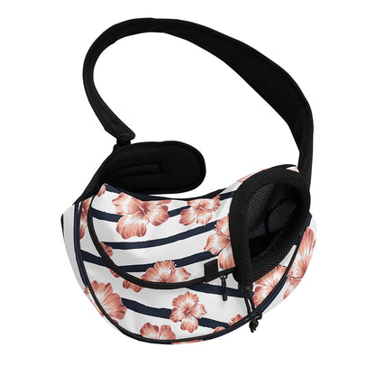 Pink Hibiscus Striped Pattern Print Pet Sling Carrier