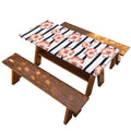 Pink Hibiscus Striped Pattern Print Picnic Table Cover
