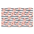 Pink Hibiscus Striped Pattern Print Polyester Doormat