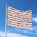 Pink Hibiscus Striped Pattern Print Polyester Flag