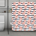 Pink Hibiscus Striped Pattern Print Polyester Shower Curtain