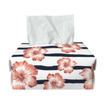 Pink Hibiscus Striped Pattern Print Rectangle Tissue Box Cover