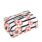 Pink Hibiscus Striped Pattern Print Rectangle Tissue Box Cover