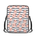 Pink Hibiscus Striped Pattern Print Rectangular Crossbody Bag