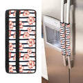Pink Hibiscus Striped Pattern Print Refrigerator Handle Covers