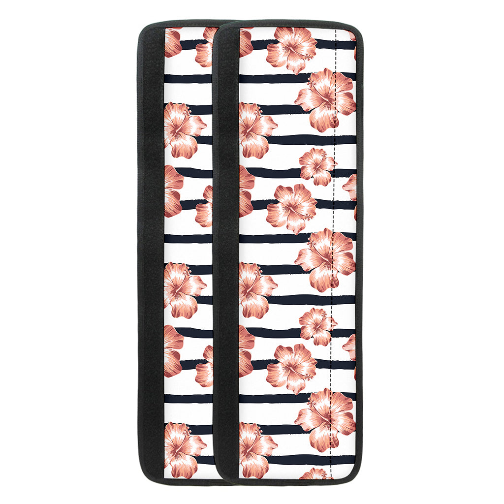 Pink Hibiscus Striped Pattern Print Refrigerator Handle Covers