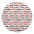 Pink Hibiscus Striped Pattern Print Round Blanket
