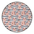 Pink Hibiscus Striped Pattern Print Round Floor Mat