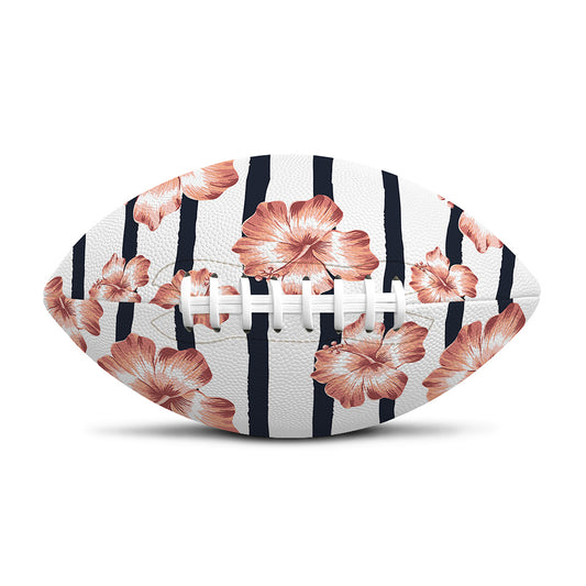 Pink Hibiscus Striped Pattern Print Rugby Ball