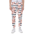 Pink Hibiscus Striped Pattern Print Joggers