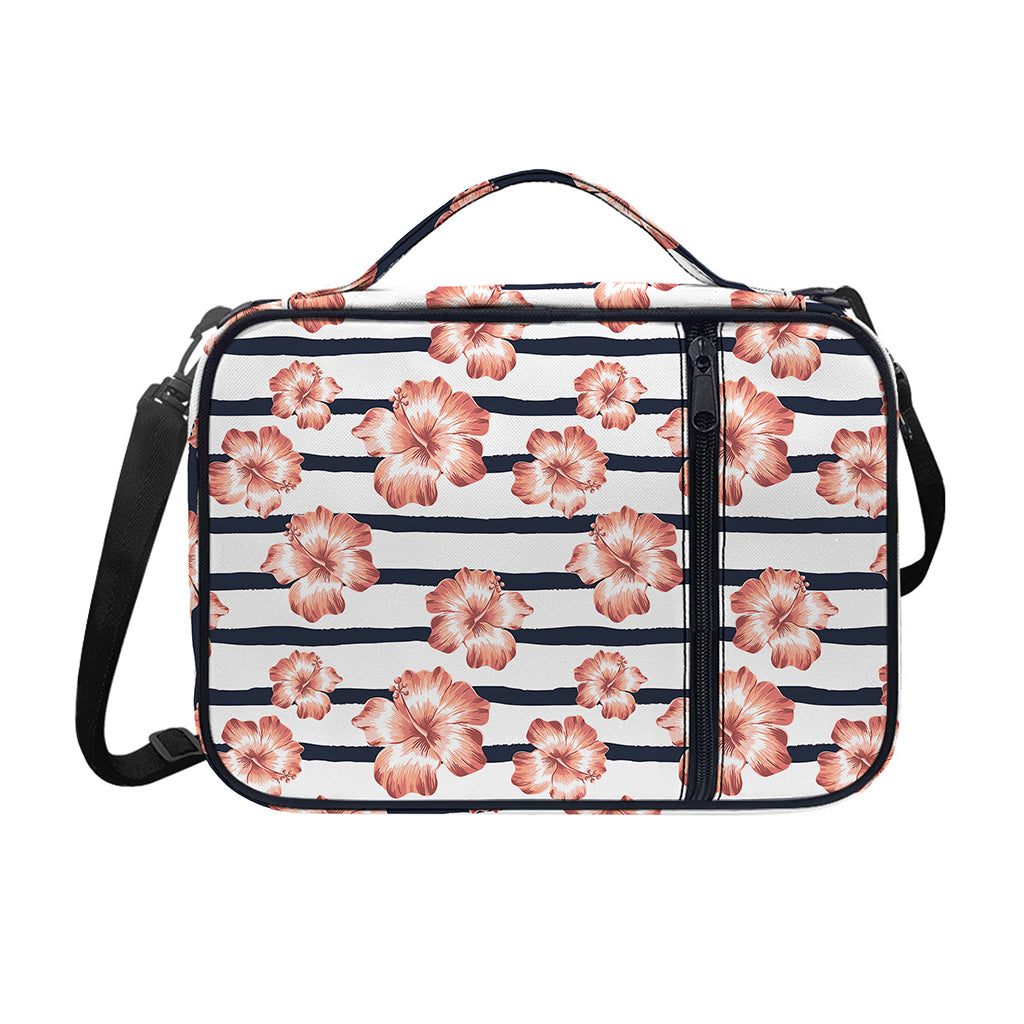 Pink Hibiscus Striped Pattern Print Shoulder Strap Bible Bag