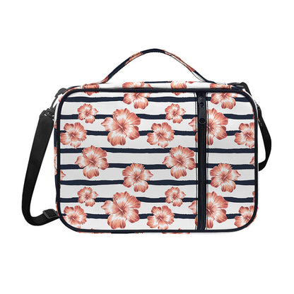 Pink Hibiscus Striped Pattern Print Shoulder Strap Bible Bag
