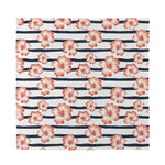 Pink Hibiscus Striped Pattern Print Silk Bandana