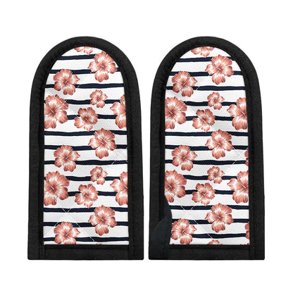 Pink Hibiscus Striped Pattern Print Skillet Handle Cover