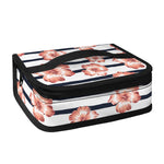 Pink Hibiscus Striped Pattern Print Small Lunch Bag