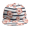 Pink Hibiscus Striped Pattern Print Snapback Cap