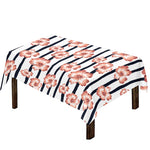 Pink Hibiscus Striped Pattern Print Tablecloth