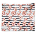 Pink Hibiscus Striped Pattern Print Tapestry