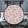 Pink Hibiscus Striped Pattern Print Tire Cover