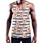 Pink Hibiscus Striped Pattern Print Training Tank Top
