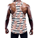 Pink Hibiscus Striped Pattern Print Training Tank Top