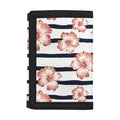 Pink Hibiscus Striped Pattern Print Trifold Wallet