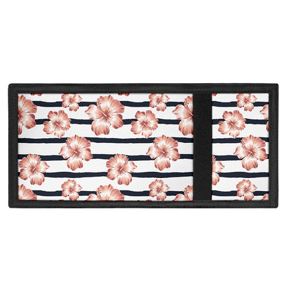 Pink Hibiscus Striped Pattern Print Trifold Wallet