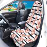 Pink Hibiscus Striped Pattern Print Waterproof Car Seat Cover