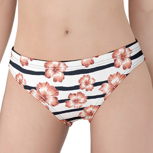 Pink Hibiscus Striped Pattern Print Women's Panties