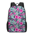 Pink Hibiscus Tropical Pattern Print 17 Inch Backpack