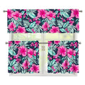 Pink Hibiscus Tropical Pattern Print 3 Piece Kitchen Curtains