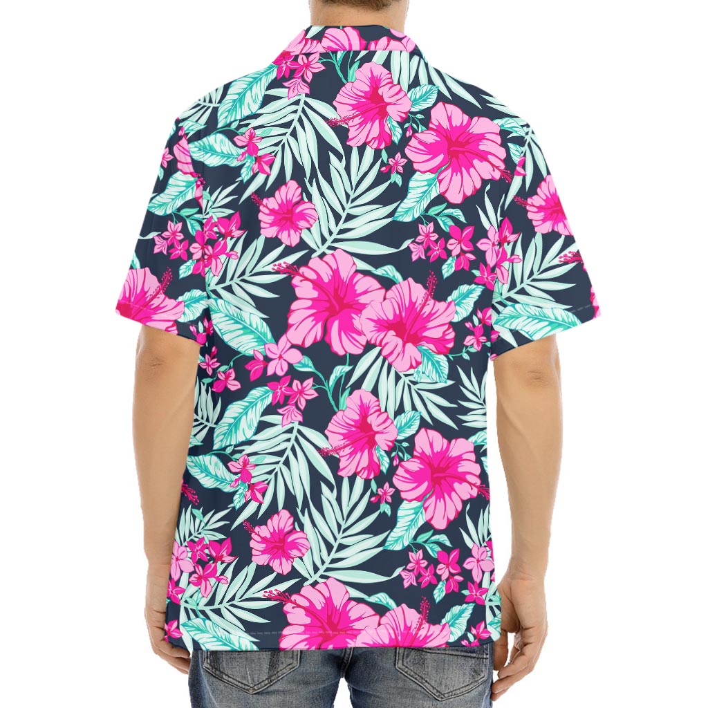 Pink Hibiscus Tropical Pattern Print Aloha Shirt