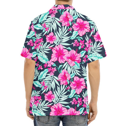 Pink Hibiscus Tropical Pattern Print Aloha Shirt