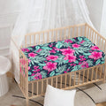 Pink Hibiscus Tropical Pattern Print Baby Crib Sheet