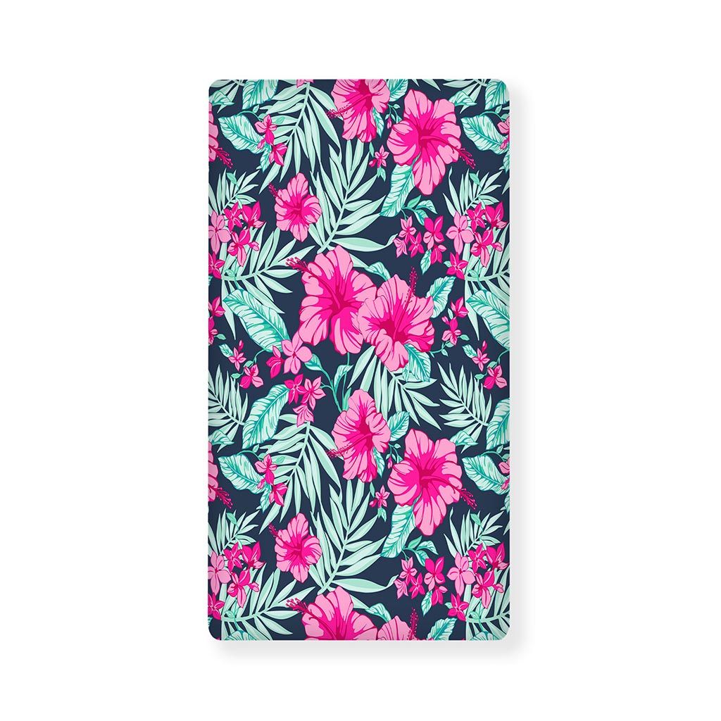 Pink Hibiscus Tropical Pattern Print Baby Crib Sheet