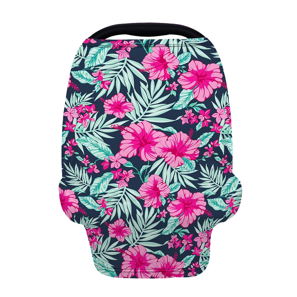 Pink Hibiscus Tropical Pattern Print Baby Seat Cover