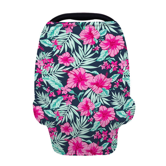 Pink Hibiscus Tropical Pattern Print Baby Seat Cover