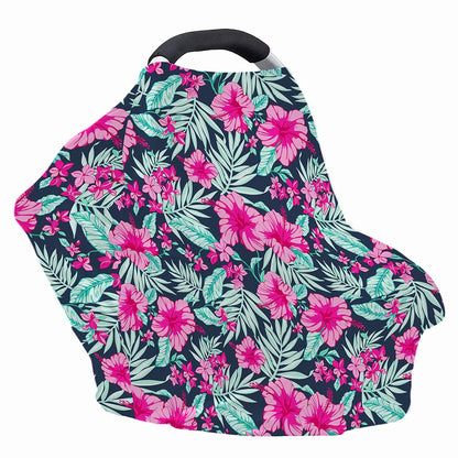 Pink Hibiscus Tropical Pattern Print Baby Seat Cover
