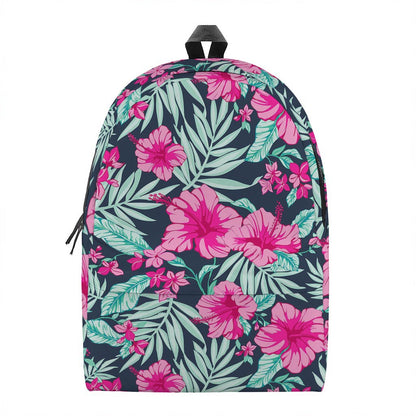 Pink Hibiscus Tropical Pattern Print Backpack