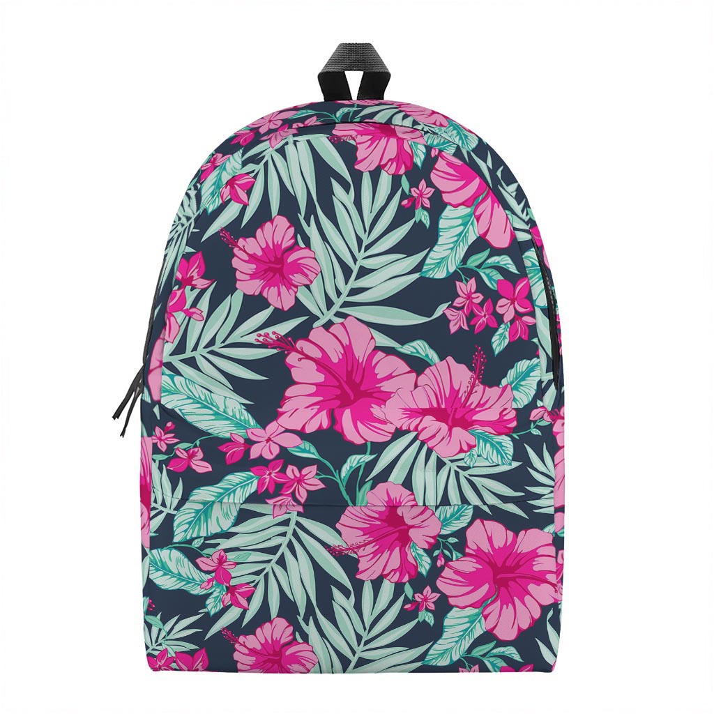 Pink Hibiscus Tropical Pattern Print Backpack