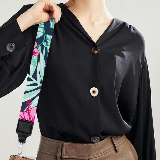 Pink Hibiscus Tropical Pattern Print Bag Strap