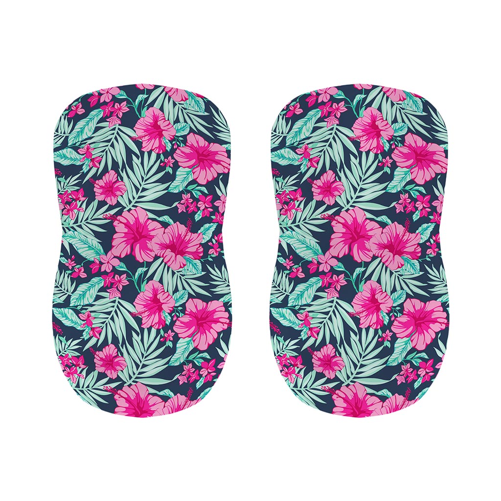 Pink Hibiscus Tropical Pattern Print Bar Stool Covers