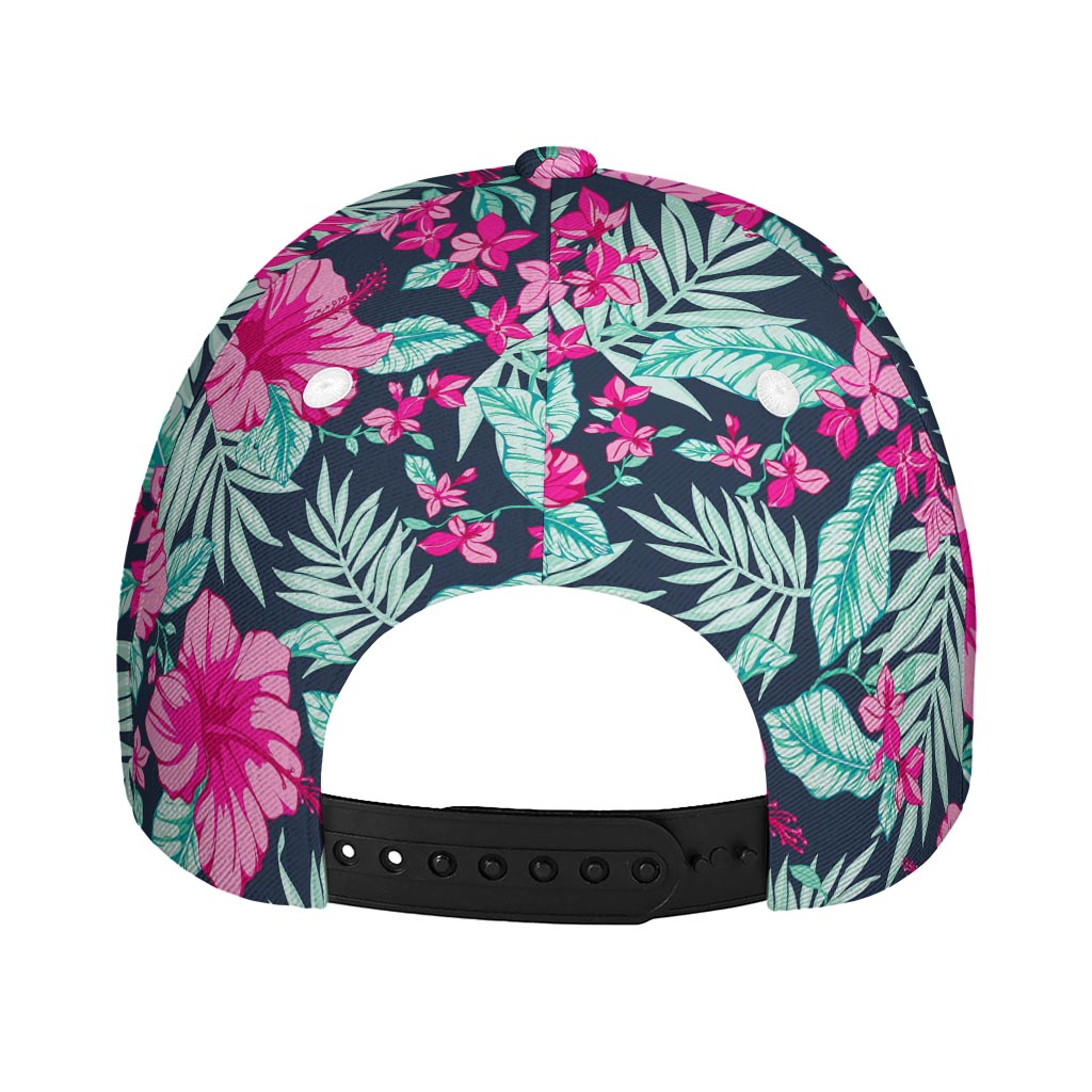 Pink Hibiscus Tropical Pattern Print Baseball Cap