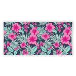 Pink Hibiscus Tropical Pattern Print Beach Towel