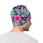 Pink Hibiscus Tropical Pattern Print Beanie