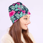 Pink Hibiscus Tropical Pattern Print Beanie
