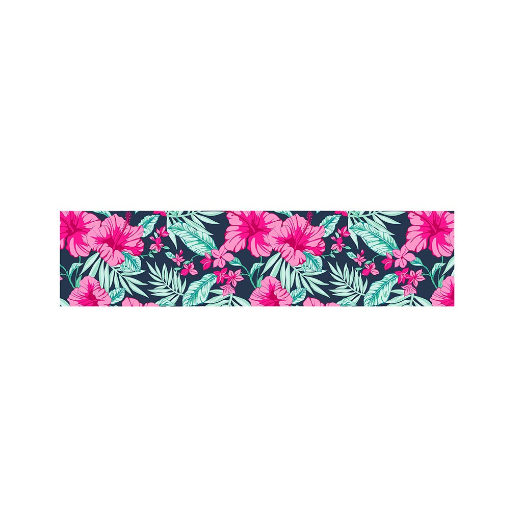 Pink Hibiscus Tropical Pattern Print Bed Runner