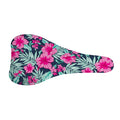Pink Hibiscus Tropical Pattern Print Bicycle Seat Cover